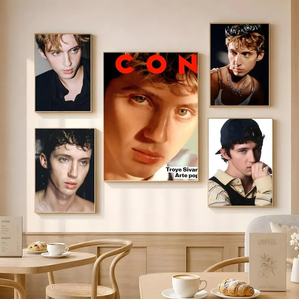 Singer Troye Sivan Poster Poster Self-adhesive Art Waterproof Paper Sticker Coffee House Bar Room Wall Decor