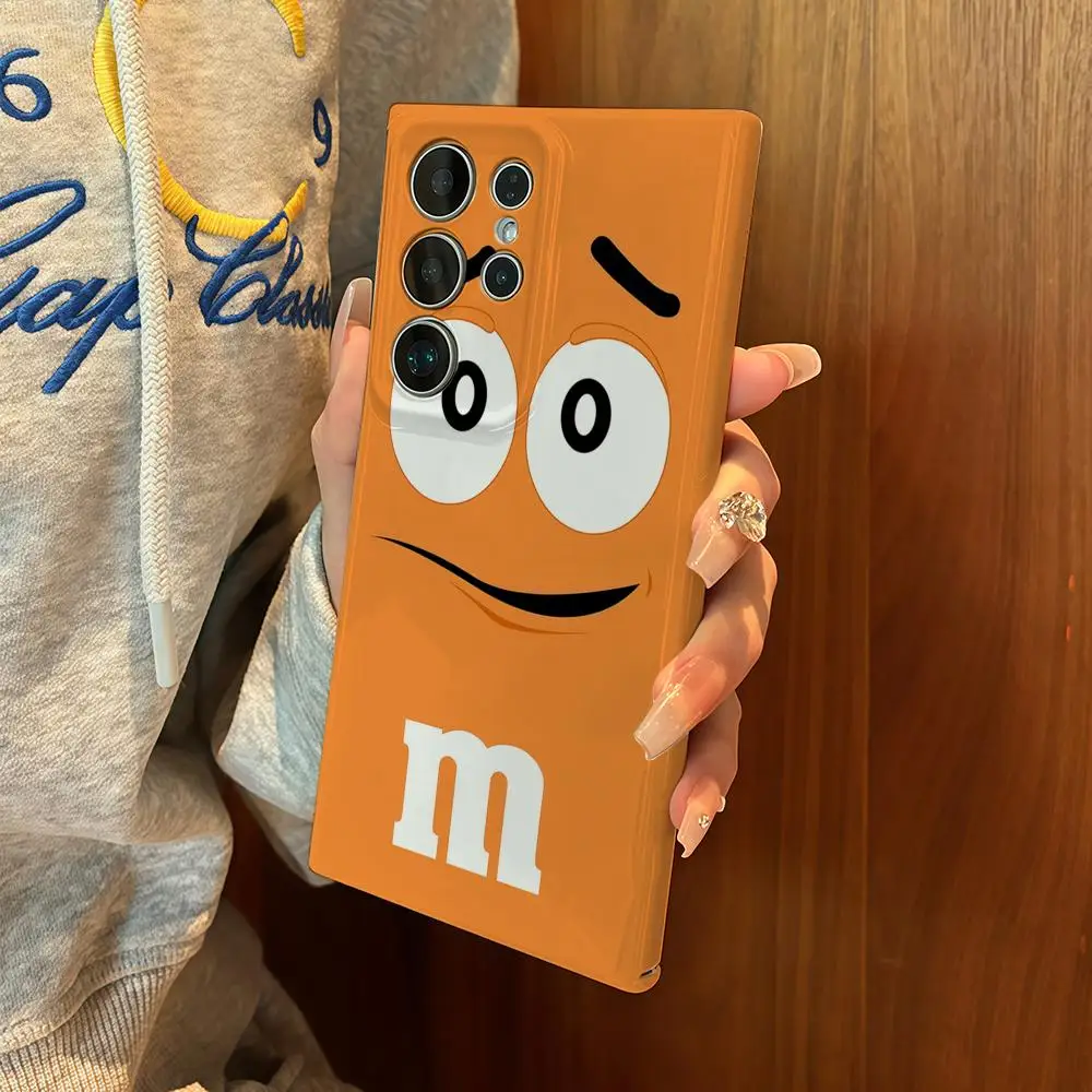 M-M&M'S C-Chocolate Phone Case for Samsung S25 Shell GalaxyS24Ultra 23plus S22 21 A56 36 Glossy Film Hard PC Cover