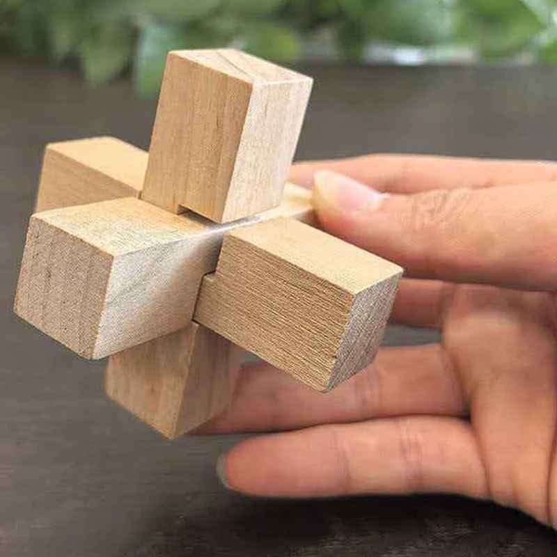 Easy Disentanglement Brain Teaser Interlocking Wooden Burr Puzzles LuBan Lock HaoHan Educational Toys For Kids Boys Girls view 6