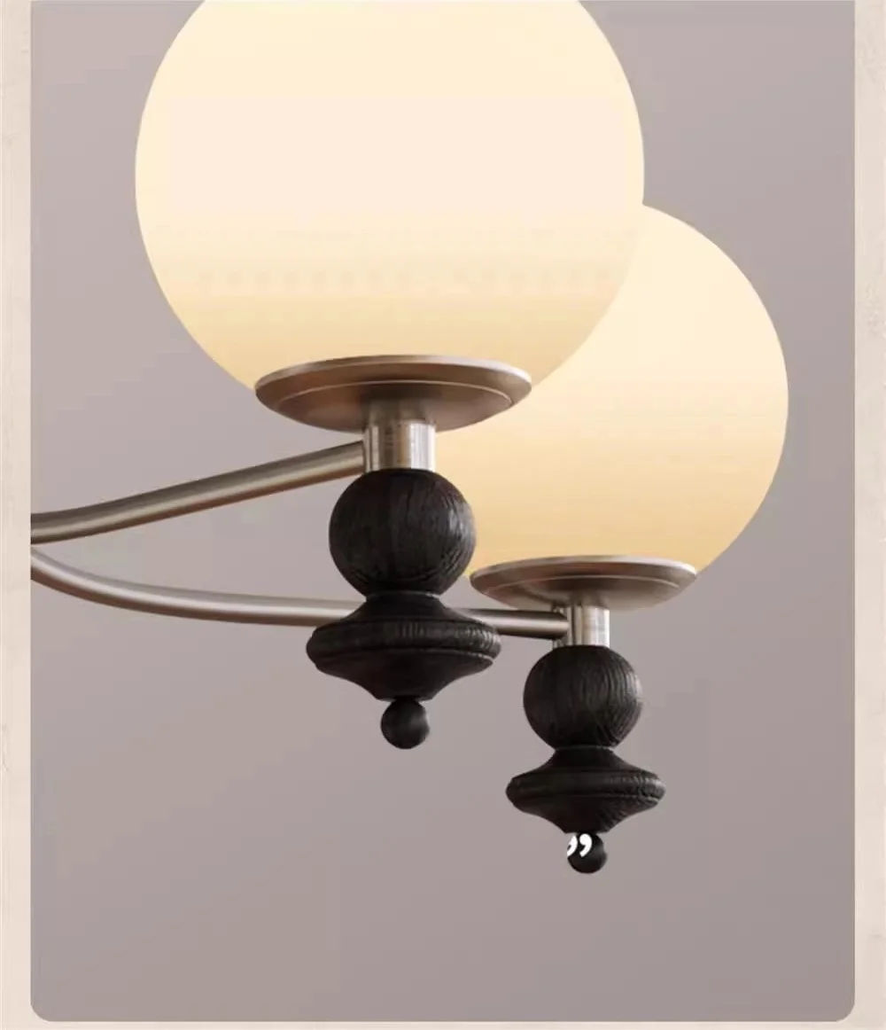 American Glass E27 LED Chandelier Foyer Nickel Pendant