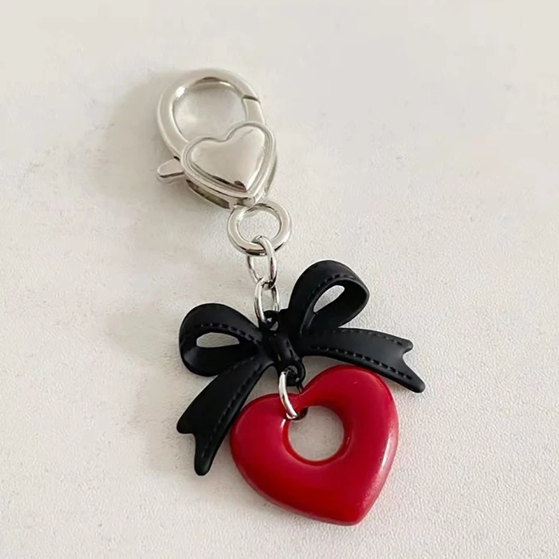 

Y2K Aesthetic Bow Heart Keychain Cute Vintage Bowknot Keyring Car Key Holder Bag Pendant Decoration For Girls Gifts