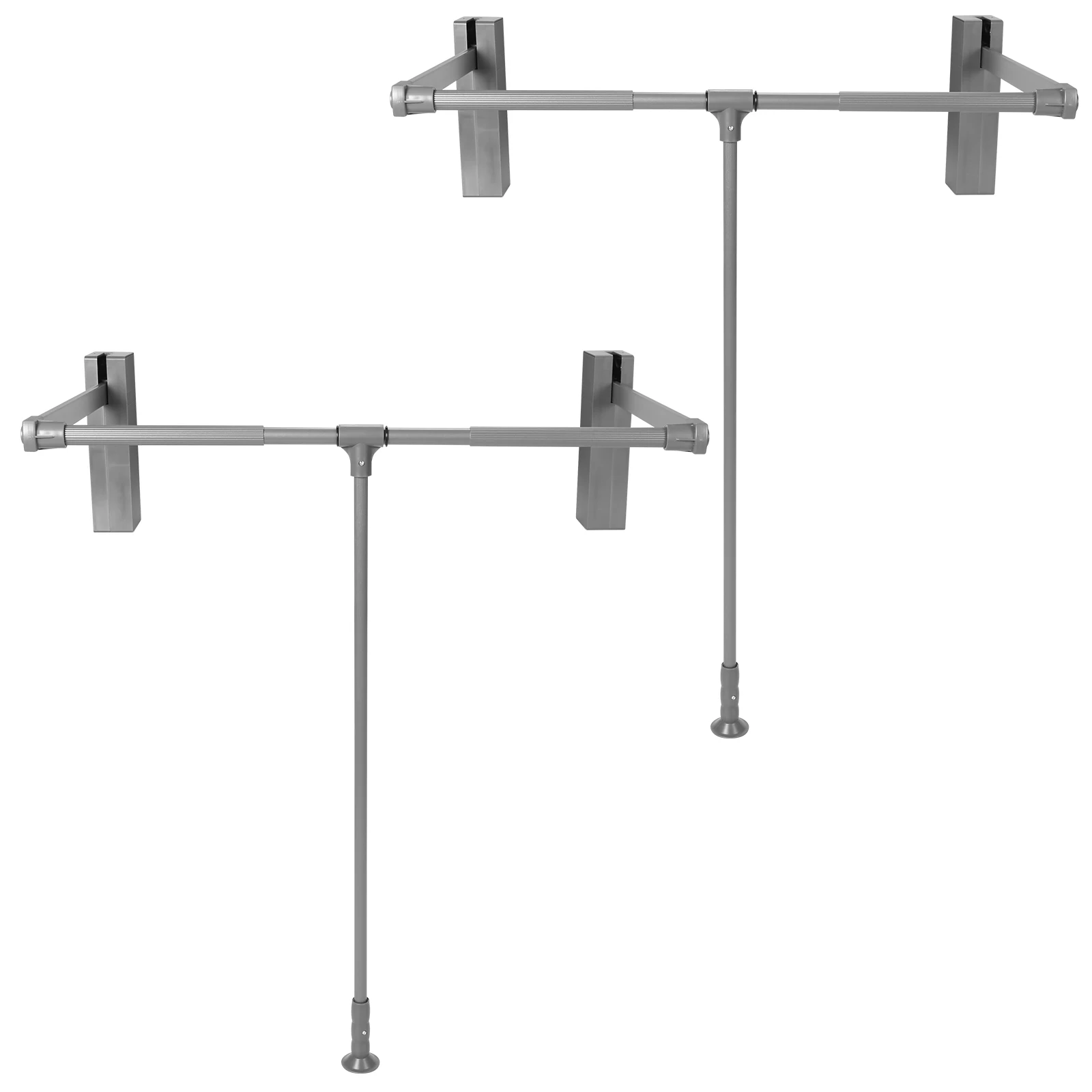 

2 Pack Two-way Buffering Side Back Mounted Closet Rod Adjustable Width 60Lbs Load Capacity for Kitchen Bedroom High Cabinets