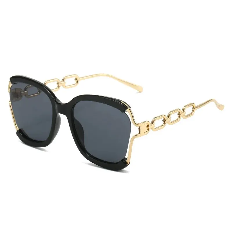 Europe And The United States New Metal Hollow-out Chain Leg Sunglasses Cross-border Fashion Trend Street Catwalk Sunglasses