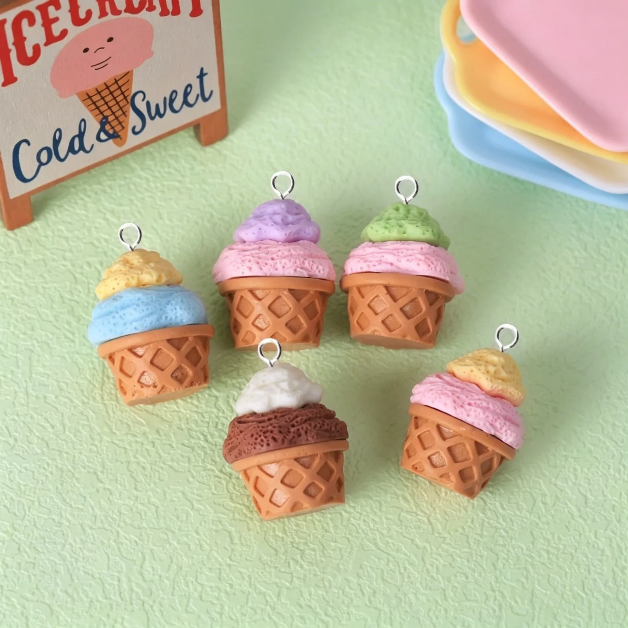 10Pcs Cute 3D Ice Cream Cone R - Resin Craft Supplies review and price