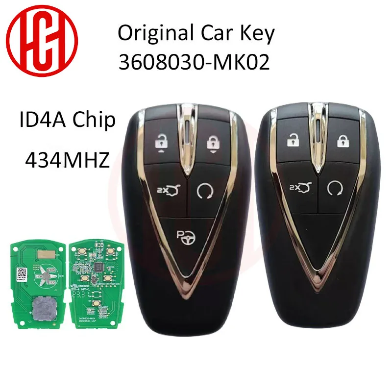 

3608030 -MK02 Originl Car Key 4A Chip 434MHz Proximity Car Remote Key For ChangAn UNI-T CS75 Plus Eado Plus 4/5 Buttons