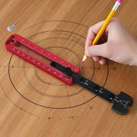 Adjustable Woodworking Drawing Compass Metric/Inch Circular Markings, Fixed-point Circle Scriber Tool for Carpenter Leather Work