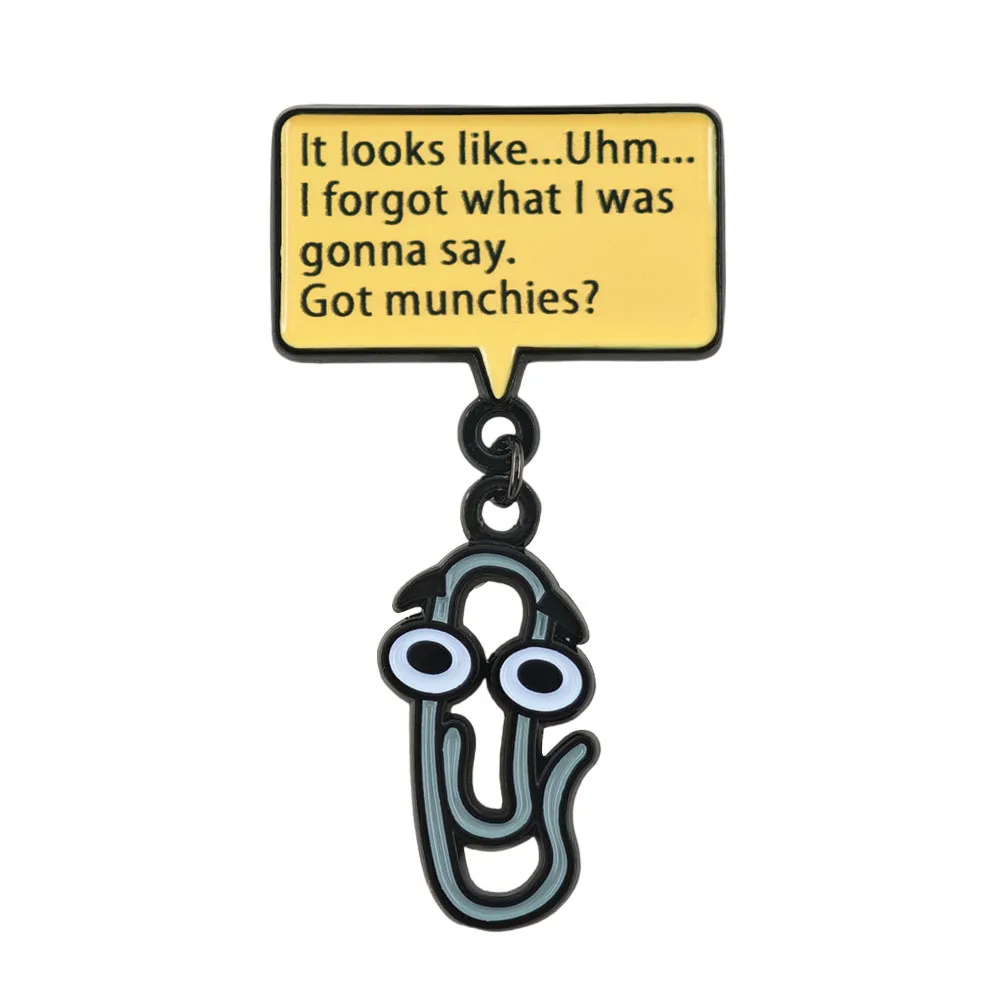Lustiger Clippy Emaille-Pin Cartoon Büroklammer Metallbrosche Overthinking Meme Anstecknadel Niedliches Schmuckgeschenk für Freunde und Kollegen – Detail 12