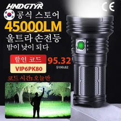 Linterna LED potente de 45000LM, 240W, recargable por USB, táctica, superfuerte, para caza, supervivencia y pesca, PK80