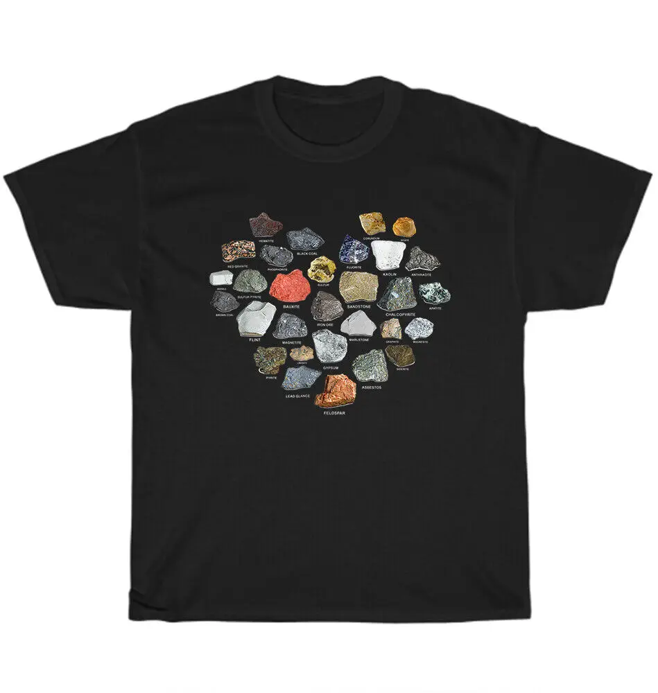 Geology Ores Minerals Gems and Crystals Rock Collecting Heart Shape T-Shirt GiftUnisex Summer Cotton Luxury Brand Super Size