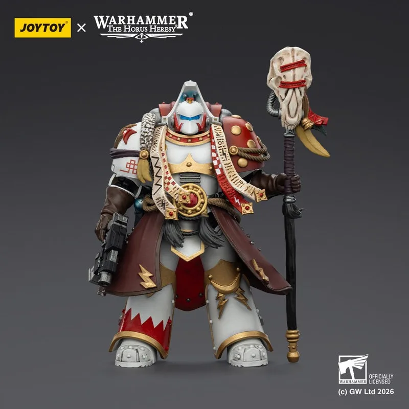 【Accesorios】Figura de acción JOYTOY Warhammer 1/18 White Scars Stormseer Consul con bastón de poder y pistola de bala, modelo de juguete