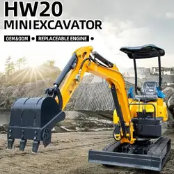 Customized 2T Excavator Hydraulic Crawler Mini Digger Bagger For Garden Small Excavators For Home  Use