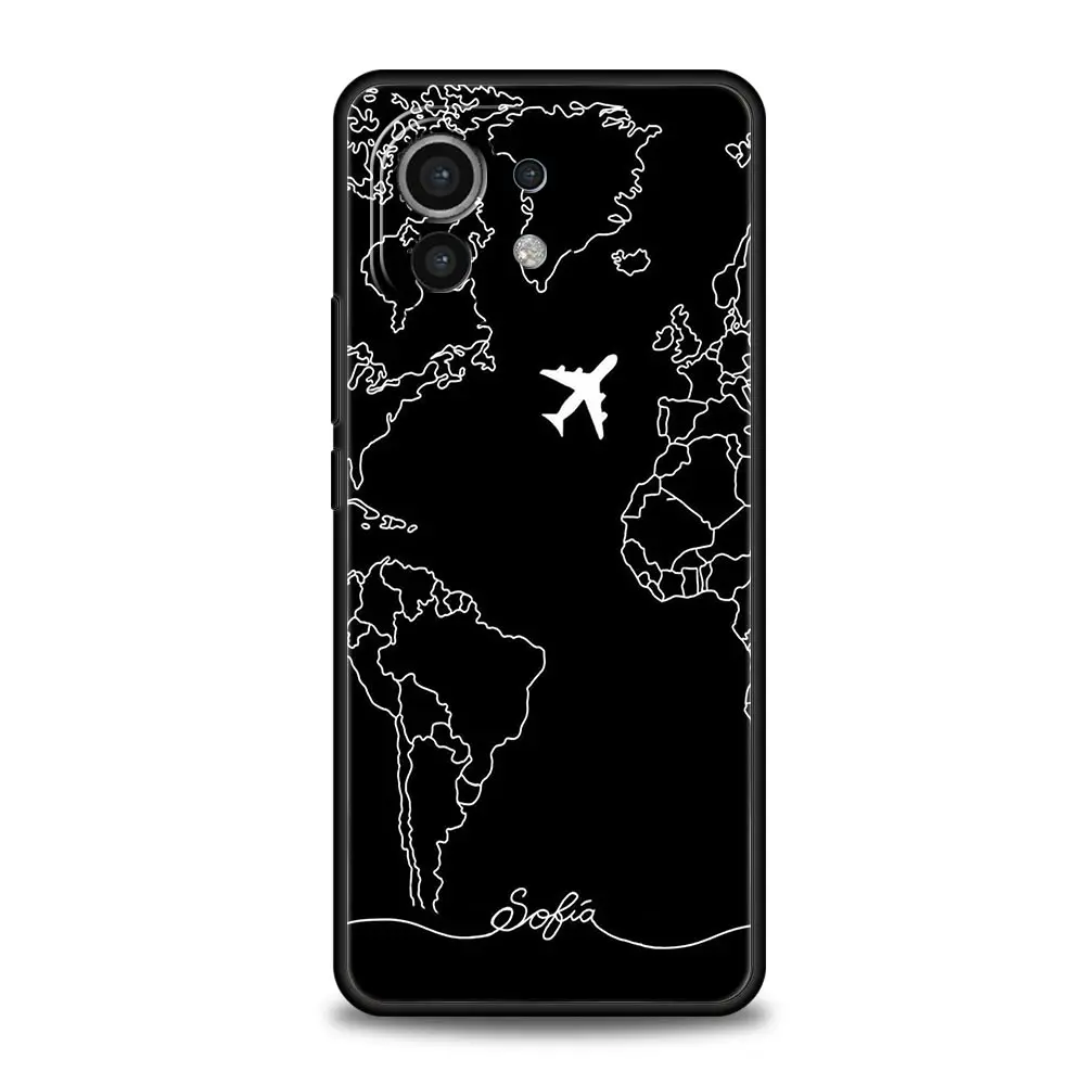 Cartoon World map scenery direction Case For Xiaomi 14 13T 12T Pro 12 13 11 Ultra Mi Note 10 Lite 10T 5G Pro 11T 11i 9T Cover