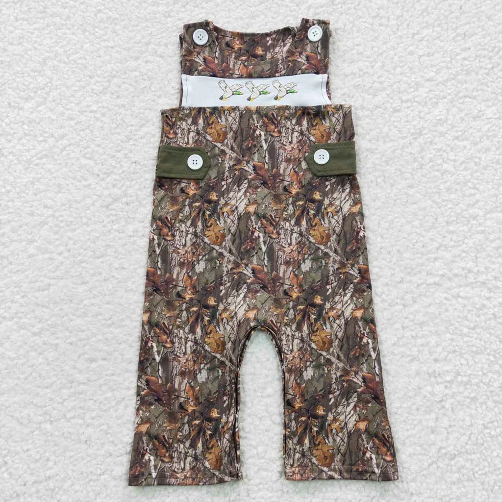 

Embroidery Mallard Hunting Duck Camo Baby Boy's Romper