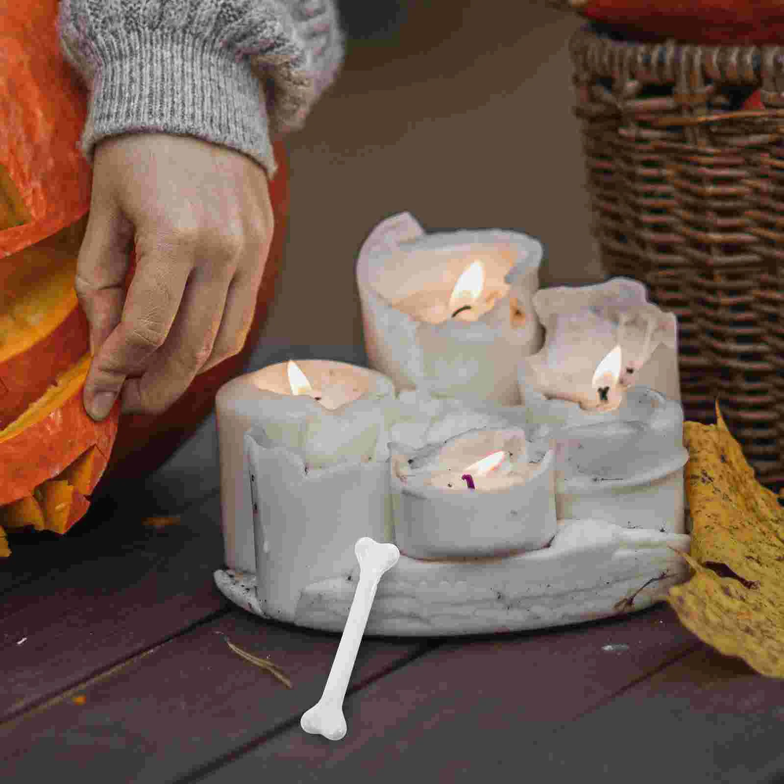 12pçs brinquedo de ossos falsos, decoração simulada, decorações de halloween, plástico branco espalhado