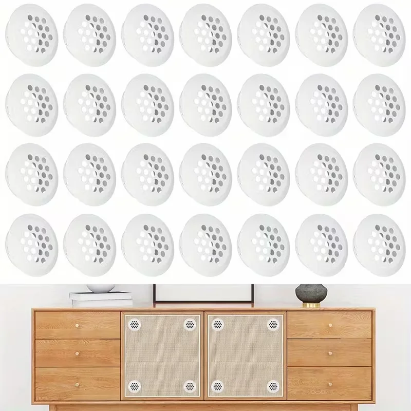 18pcs Cabinet Air Vent Hole Cover Round Metal Mesh Hole Plug 3.5 Cm Air Vent Cover Wardrobe Grille Ventilation Systems
