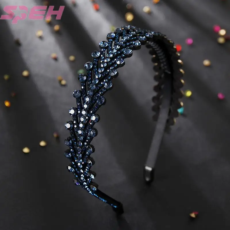 Korean version of the Czech drill headband Personality headdress leather hairpin with bangs, toothed non-slip headband