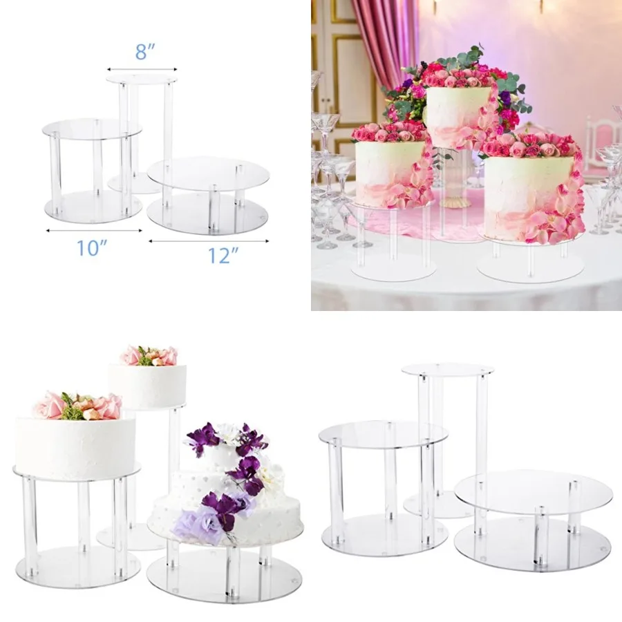 

Large Acrylic Glass Round Wedding Cake Stand, Food Display Stand, Cupcake Stand, Dessert Display Platter WCS02