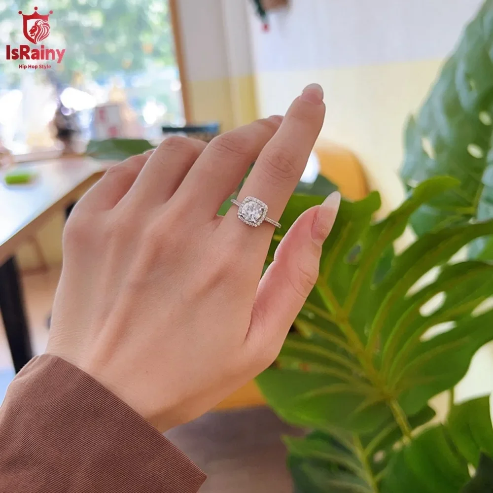 

IsRainy 925 Sterling Silver 6.5MM Round 3EX Cut D Moissanite Anniversary GRA Certified Diamond For Women Rings Fine Jewelry Gift