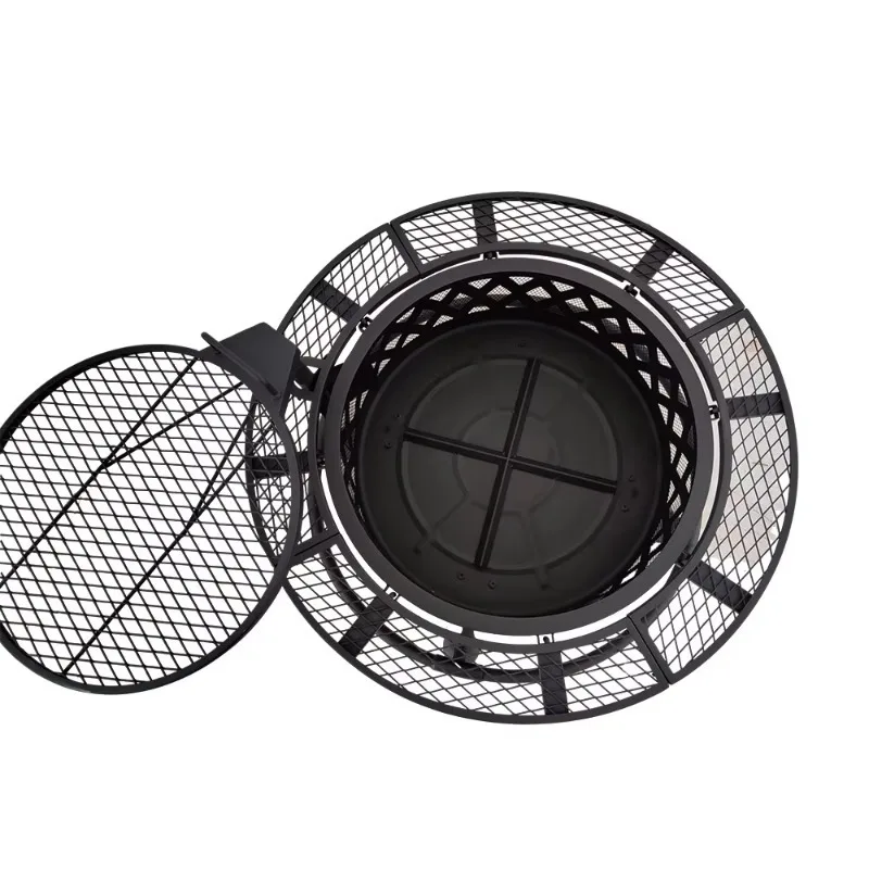 2026 Factory Wholesale 2 In 1 Multifunctional Patio Chinese Wood Burning Stoves Firepit With Swiveling Grill