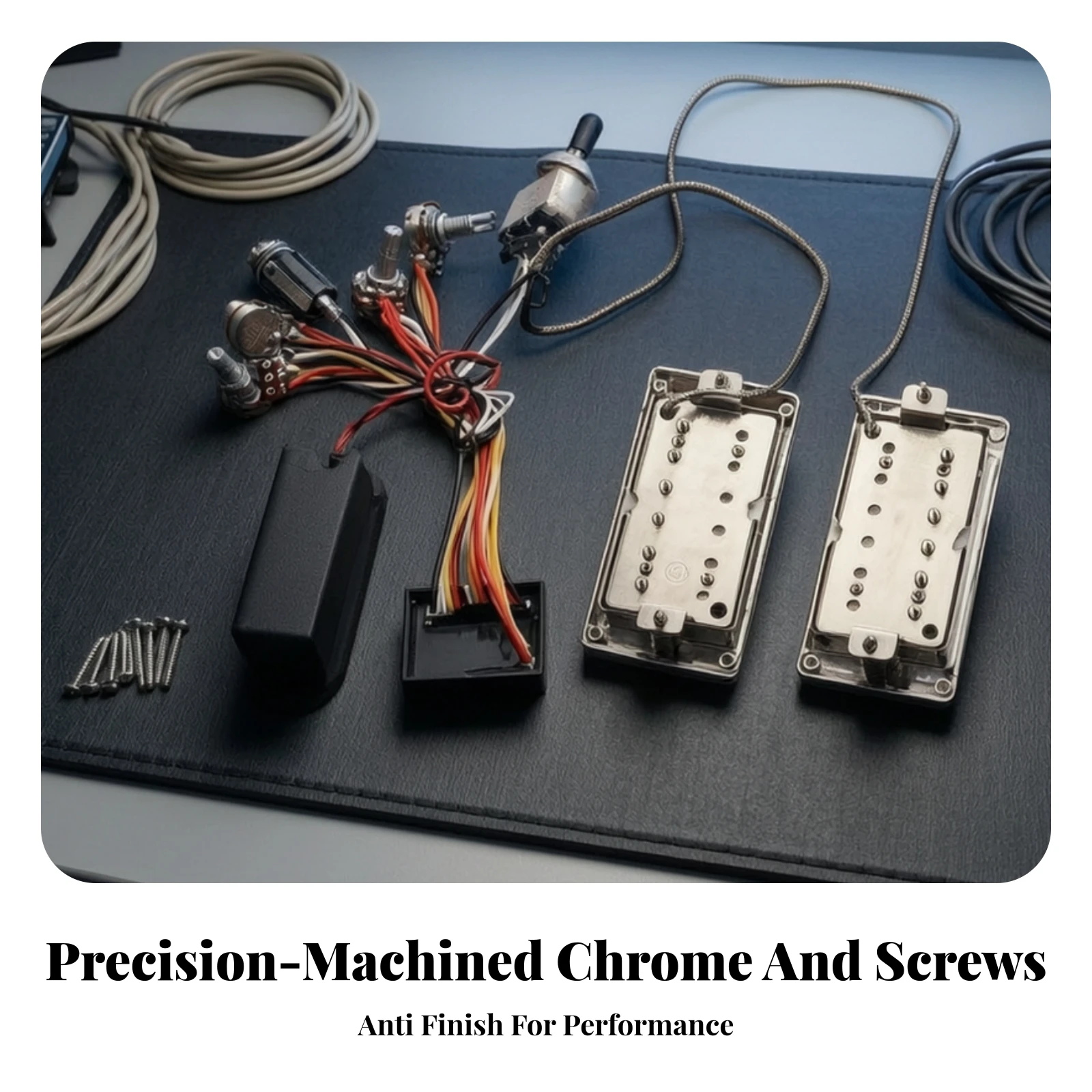 Guitar Pickup Kit with Wiring Harness Active Pre-Soldered Control System Hardware Chrome-Finished for Guitarists - view 5
