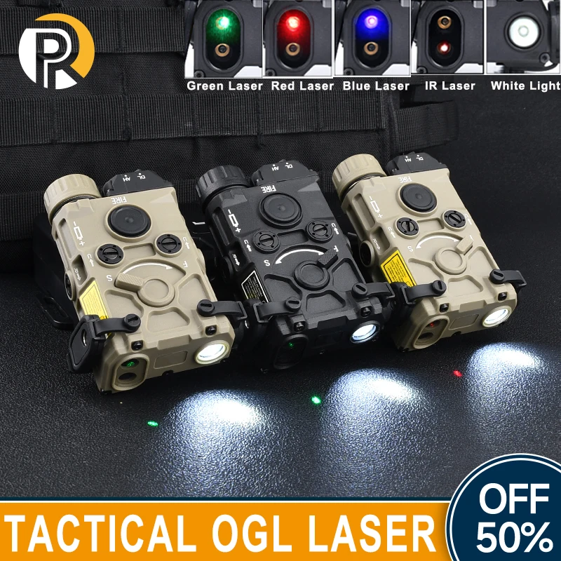 Full Function Tactical OGL Red Green Blue IR Laser Nylon Indicator Aiming Strobe Flashlight Airsoft Hunting Weapon Scout Lamp