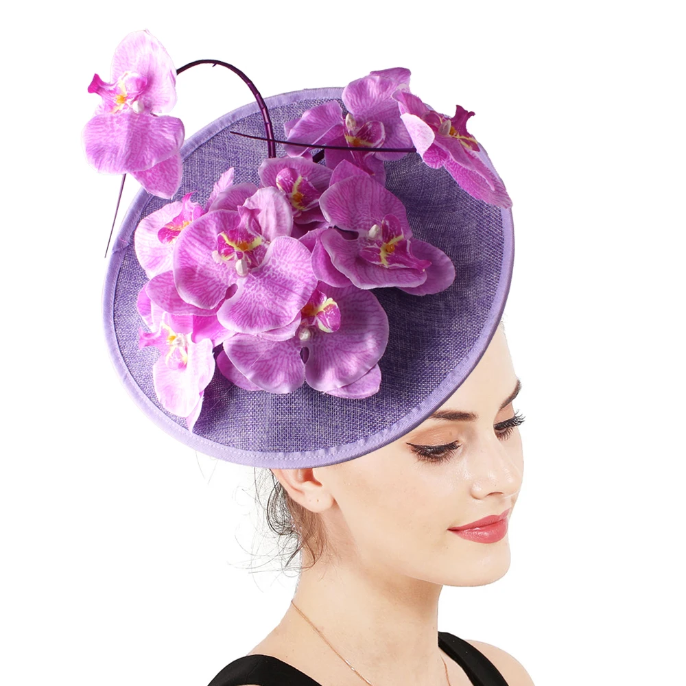 Millinery Fascinators With Fancy Flowers Hat Generous Women Lavender Accessories Big Derby Headwear Headbands Fashion Fedora