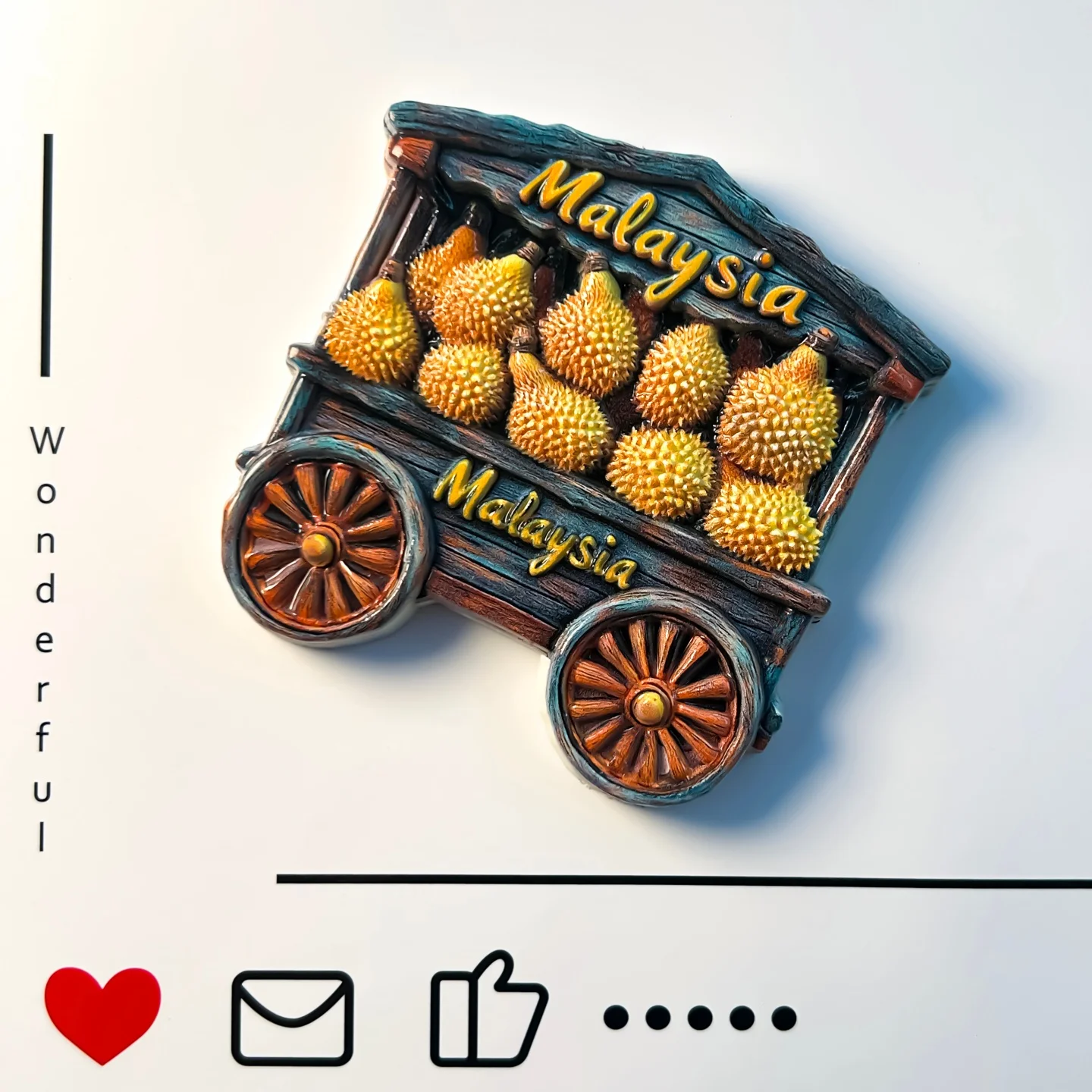 Malaysia, featured fruits, souvenirs, durian handcart, creative styling, refrigerator stickers