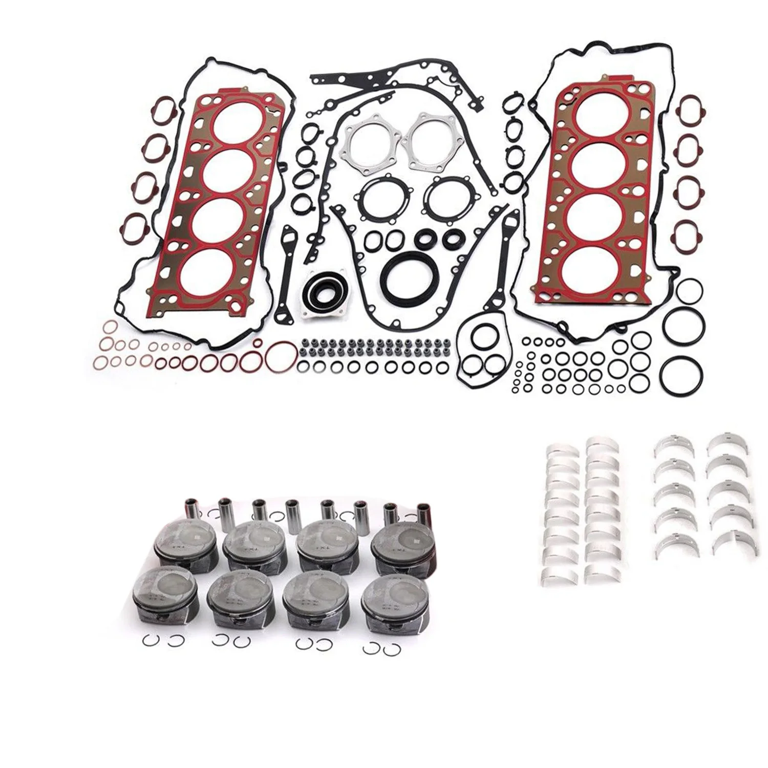 Engine Rebuild Overhaul Pistons Gasket Kit Φ96mm 94810304824 94810417305 For Porsche Cayenne Panamera S GTS 4S 4.8L V8 07-19