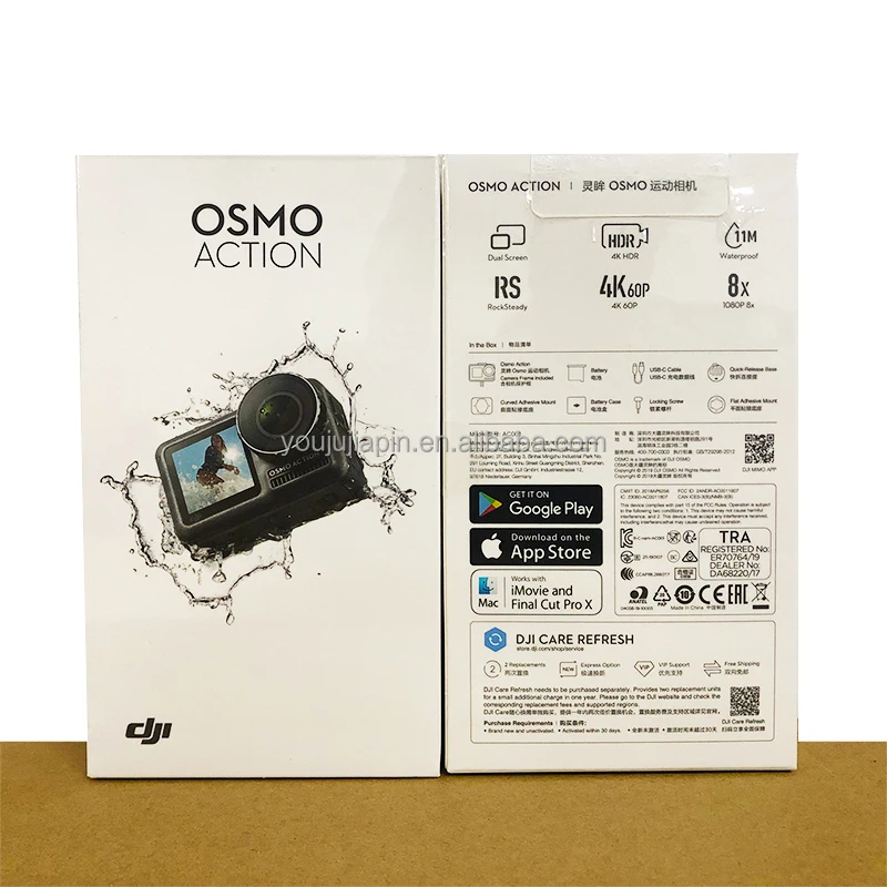 Osmo Action 4K Action Cam 12MP Digital Camera with 2 Displays 36ft Underwater Waterproof WiFi HDR Video 145 Angle Black