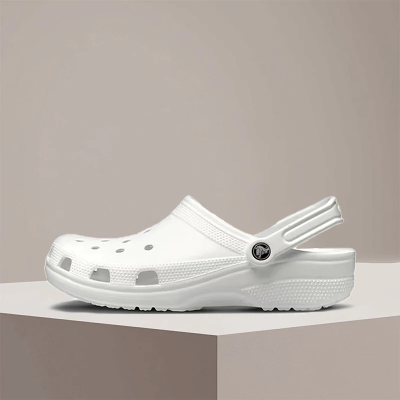 Crocs Classic Clog White Breathable Soft Casual Versatile Comfort Cushion 2cm Clogs for Unisex Lightweight Durable 10001-100