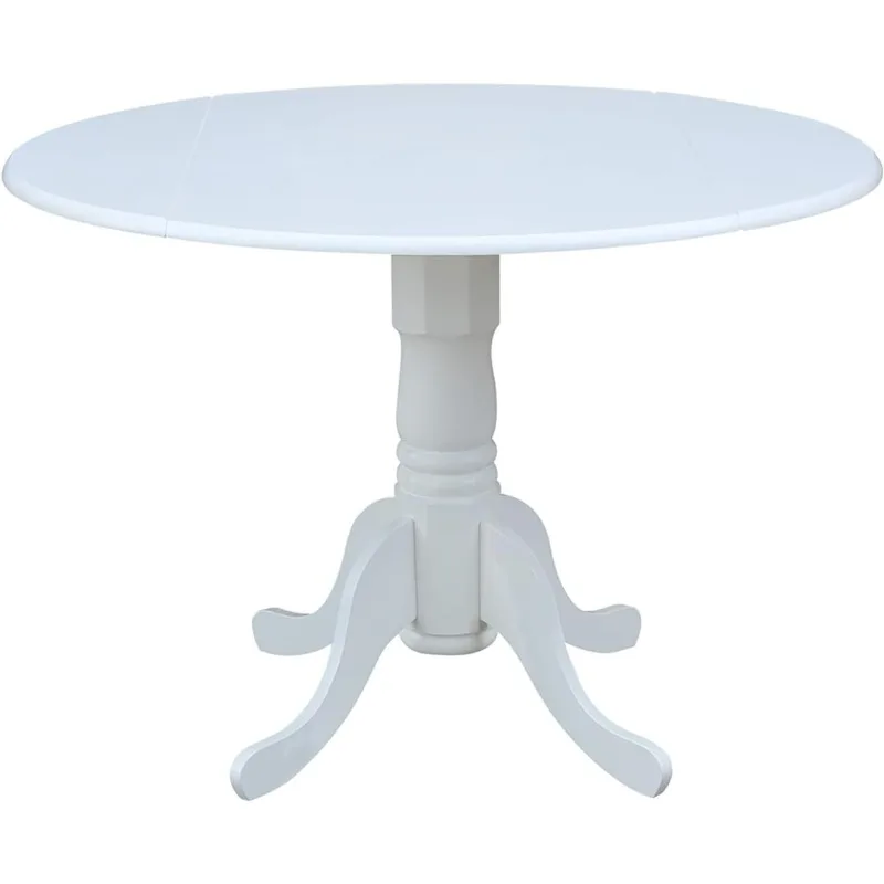 

International Concepts 42" Round Dual Drop Leaf Pedestal Dining Bar Table White 42"D X 42"W X 29.5"H US