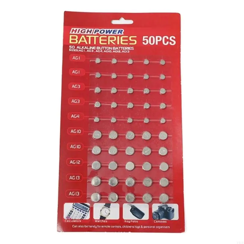 Y4UE Coin Cell Battery Mixed Coin Battery Accessory Set AG1/3/4/10/12/13 Series