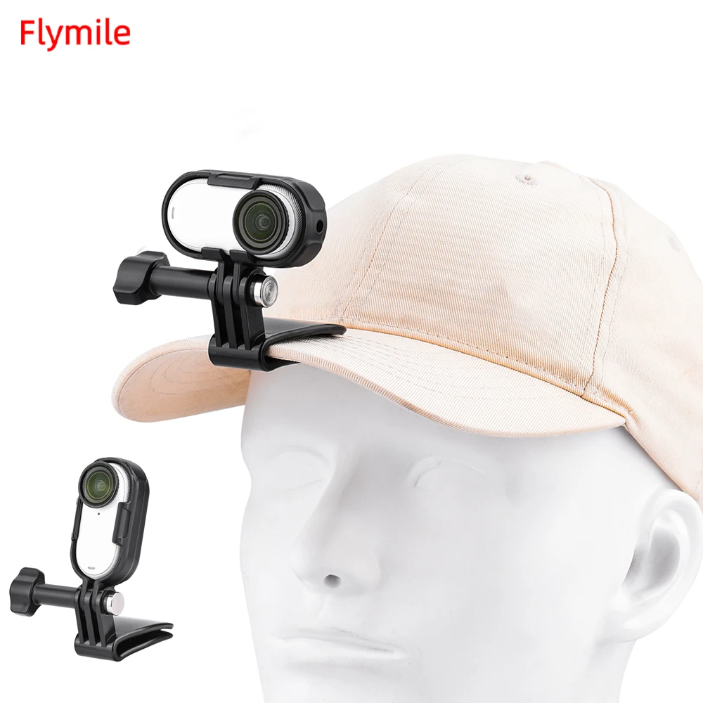 Flymile Baseball Cap Hat for Insta360 GO3/GO3S Camera Quick Release Antiskid Cap Clip Vertical & Horizontal Border Holder