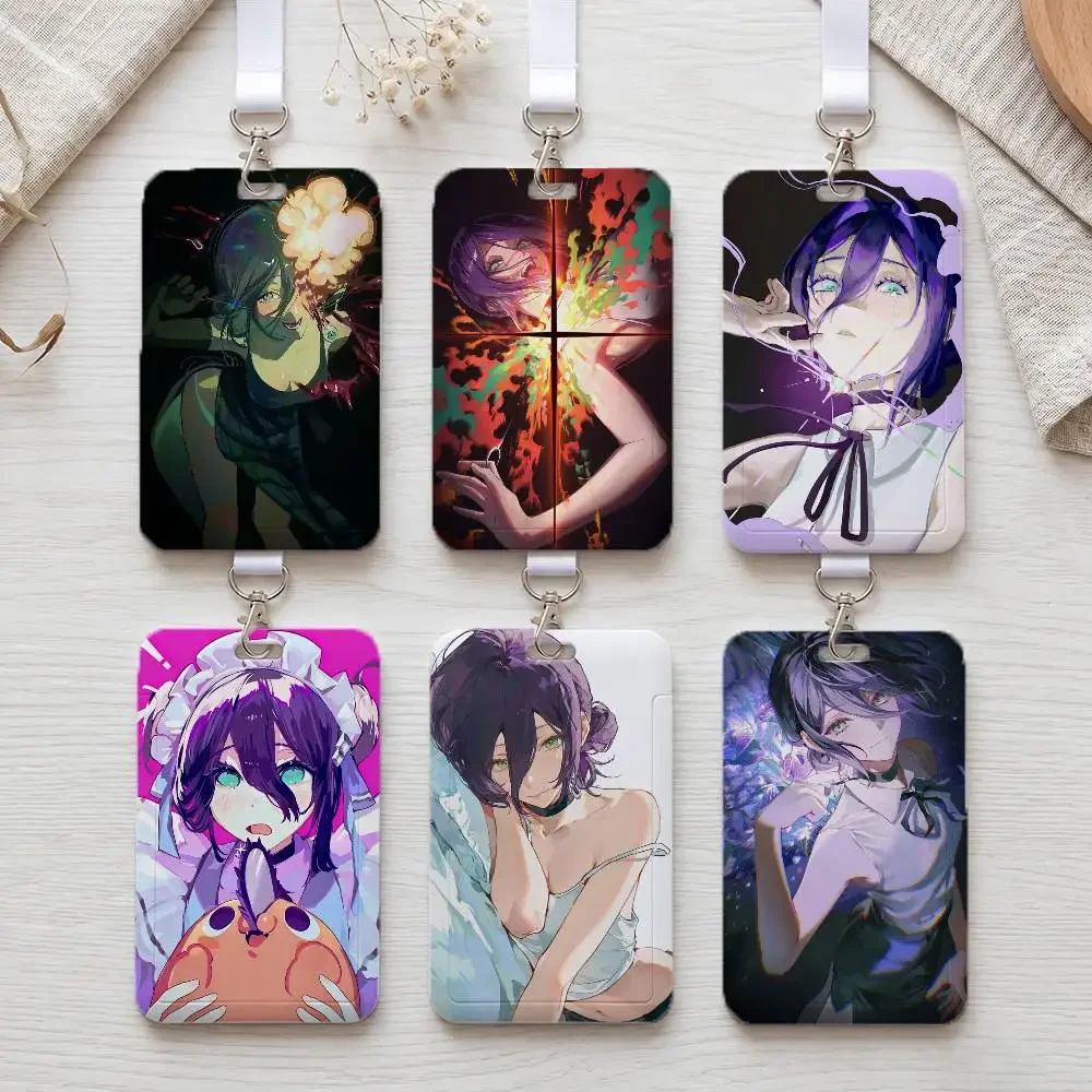 Anime Chainsaw Man Reze  Portable Office Staff Badge Card Cover Lanyard Card Case