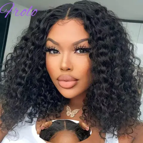 Bob Wear and Go Glueless Wig Human Hair Pre Plucked Pre Cut Lace Front Wig For Women 180 Density Brazilian Water Wave Human Hair