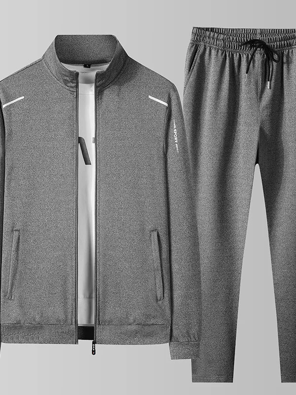 

Casual Slim Fit Zipper Stand Collar Two-Piece Set Long Sleeve Pants Autumn Season Chinese Origin Leisure Sportswear Ensemble