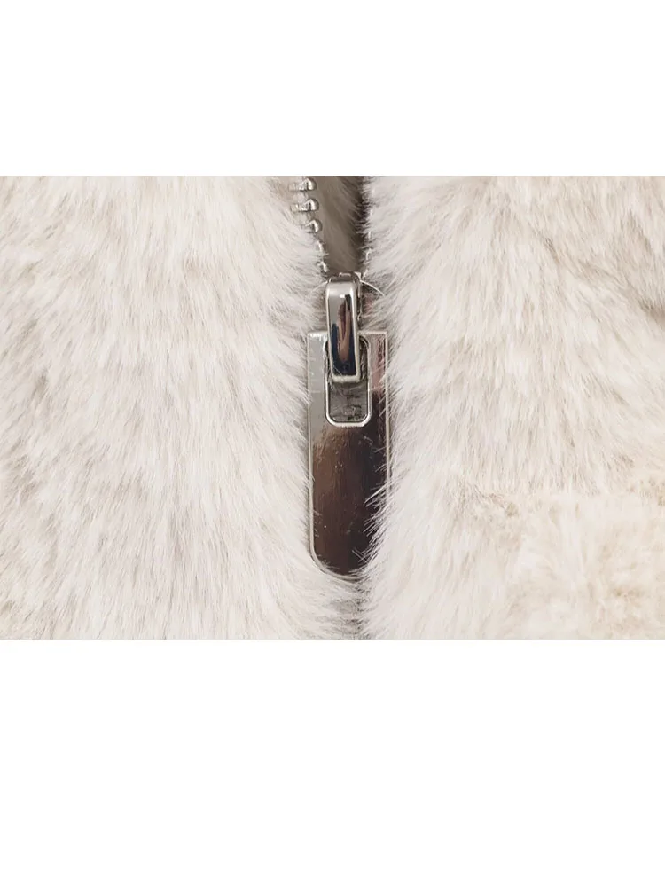 

HH Women's Winter New Fashion Fashion Hooded Faux Fur Effect Vest Female Temperament Casual Versatile Warm Zipper Sleeveless Top