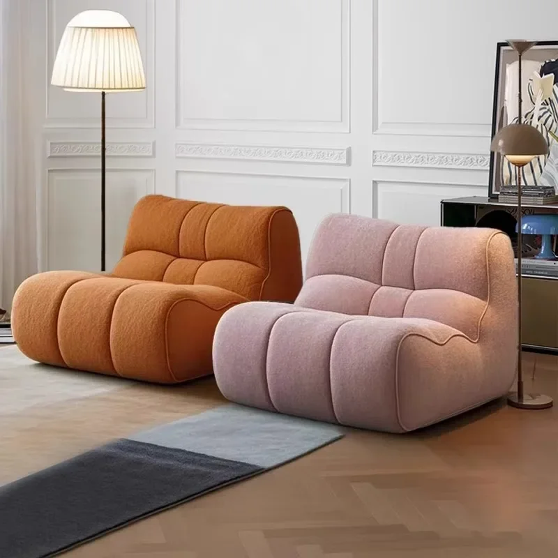 

French Cream Wind Woof Single Sofa Chenille Fabric Bedroom Balcony Living Room Leisure Lazy Versatile Sofa