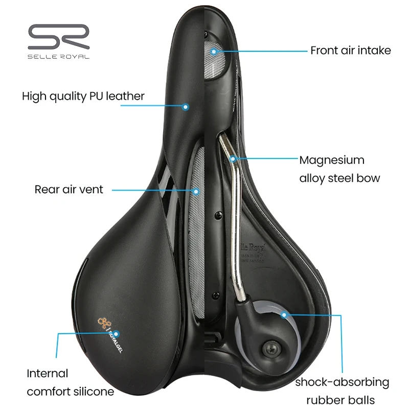SELLE ROYAL Rail Hollow Breathable Bicycle Saddle Shock Absorbing MTB Road Bike Comfortable Soft ROYALGEL Cushion SR Silica Gel