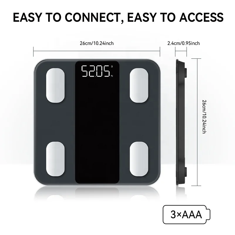 Timbangan Berat Badan Pintar Trendi dengan Indikator Kaca Temper dan Aplikasi