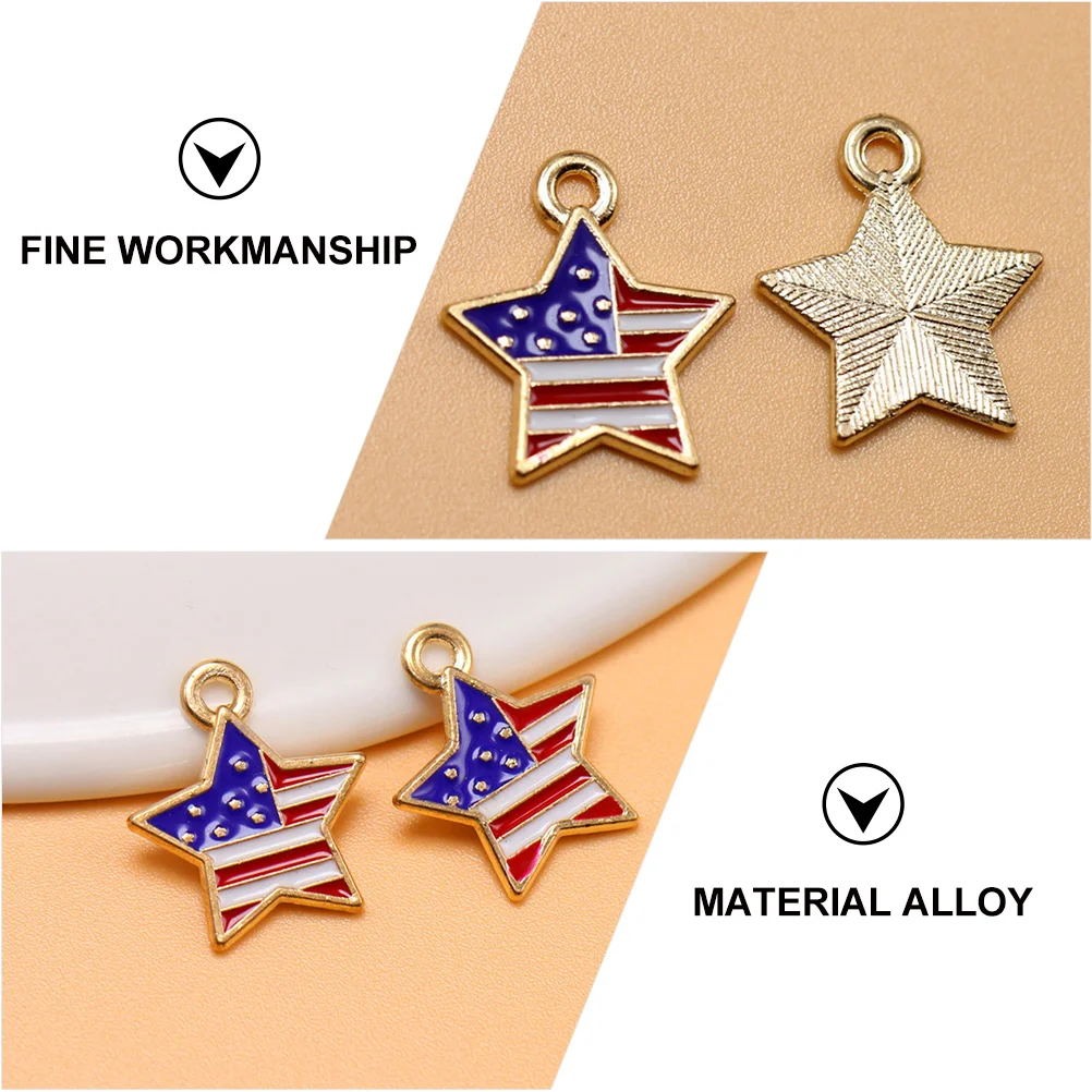 

30 Pcs Star Shaped Alloy Independence Day Pendants Necklace Bracelet Earrings Decorative Hanging Pendant Fashion Neck