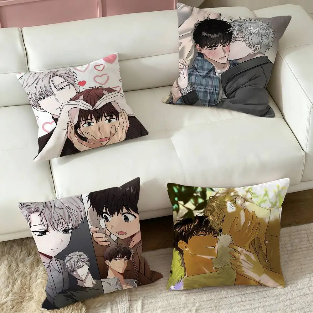 BL Manhwa P-Passion  Square Double-Sided printed Pillow Case Bedroom Bedside Pillow Sofa Cushion Cover