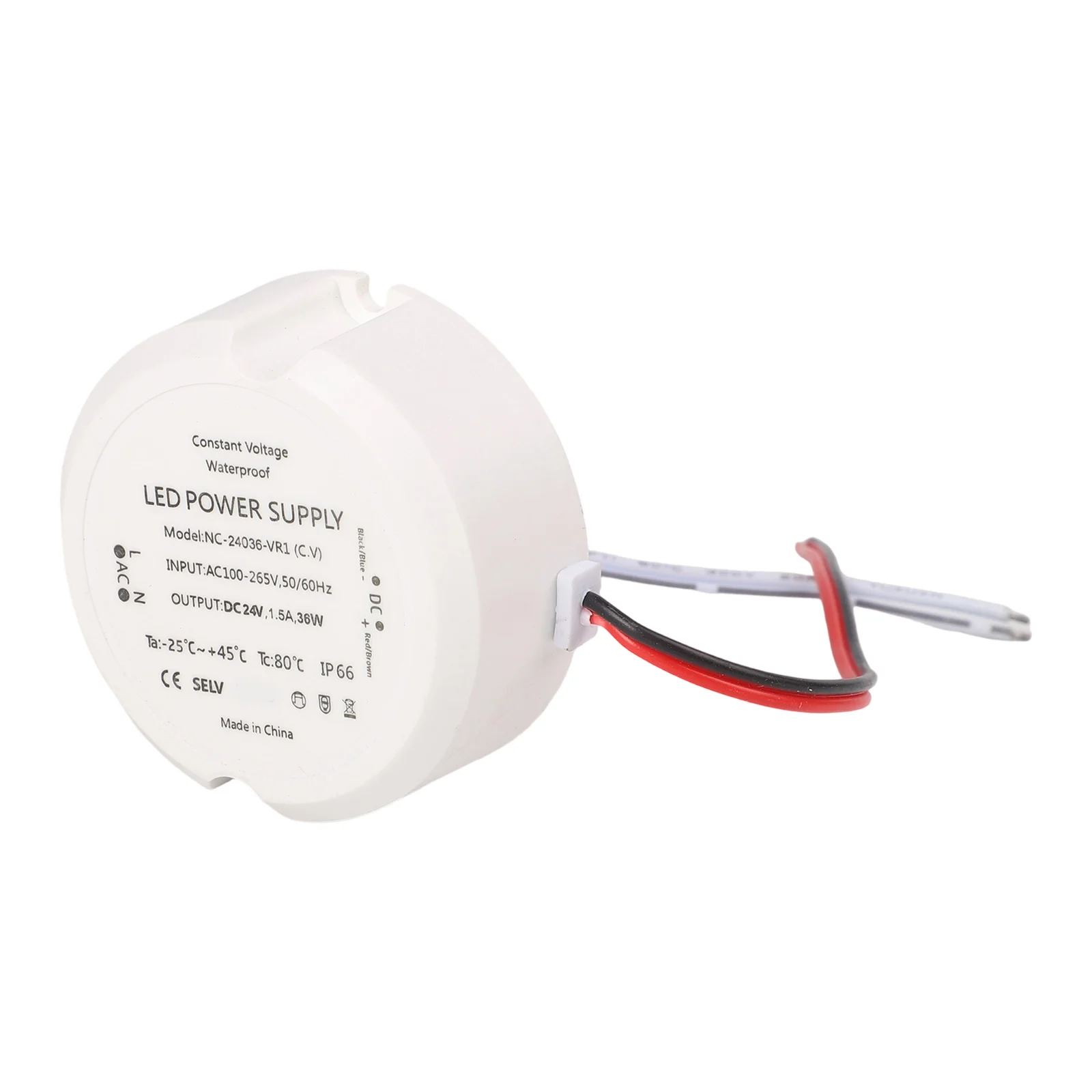 

LED Driver Power Supply 36W D55*23mm AC To DC Transformer 36W 48W 60W Options Compact Round Design IP66 Waterproof Rating