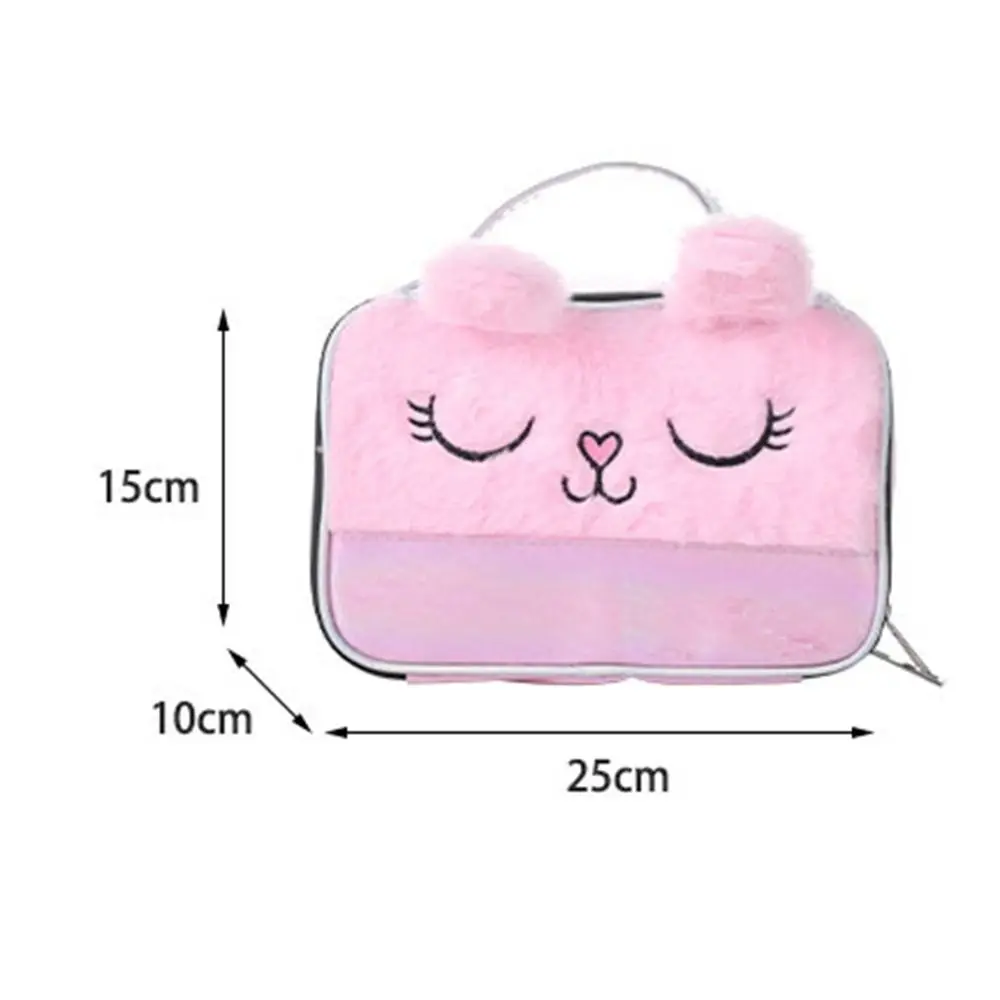 Zipper Pouch Plush Cosmetic Bag Cartoon Multifunctional Plush Storage Case High-capacity Toiletries Organizer Bag Travel