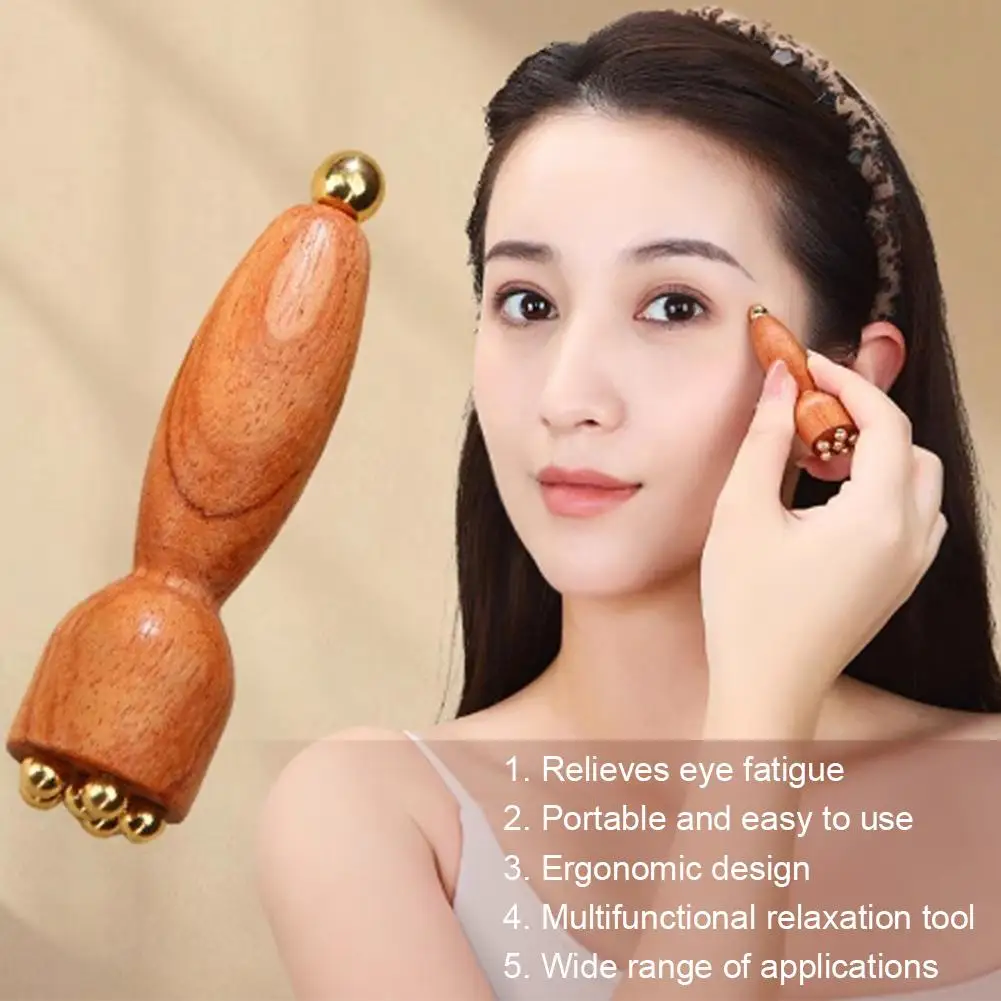 NEW Lotus Seedpod Brass & Rosewood Facial Gua Sha Tool Eye Relaxation Spot Meridians Acupoint Massage Handheld Eye Skin Care