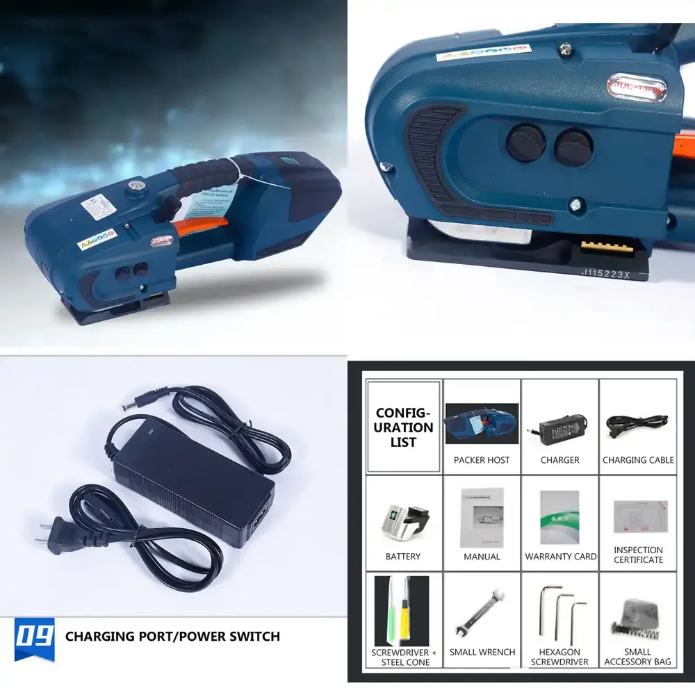 Battery Powered Strapping Machine for 13mm-16mm PET PP Plastic Straps Wrapping Tool for Packaging Sealing Bundling Industrial