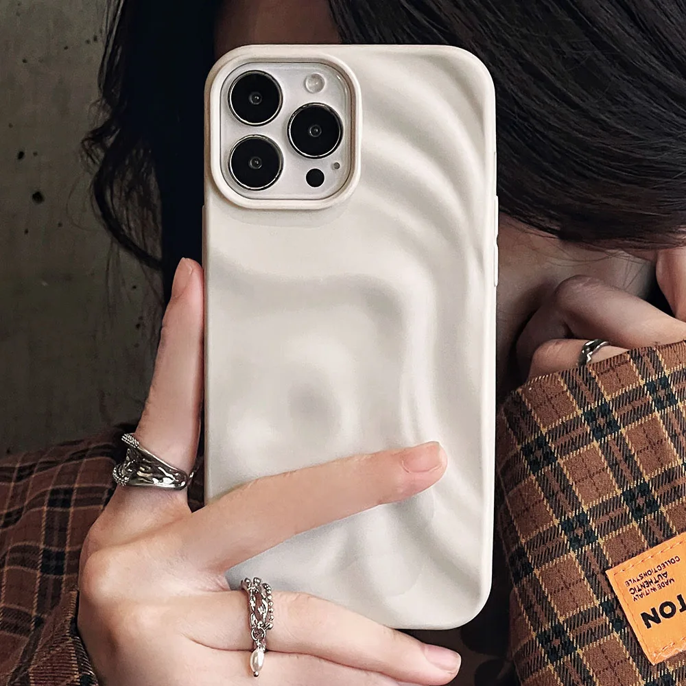 INS النبيذ الأحمر ثلاثية الأبعاد تموج الماء لينة غطاء من السيليكون آيفون 17 11 12 13 14 15 16 برو ماكس طيات آيفون 17 برو ماكس 17 برو غطاء