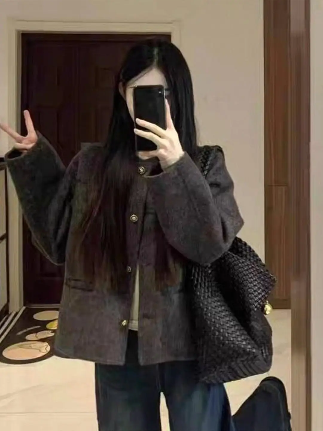 Thiened ort wollen jas voor dames Sli Pendelen Sle Faionable Uniek ontwerp Herfst Winter Nieuwe collectie Dames Jaet