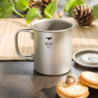 Keith Titanium Camping Mug Folding Handle 350ml Outdoor Travel Office Party Drinkware Titanium Water Cup Beer Tea Coffee Mug
