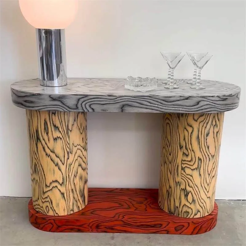 Medieval solid wood entrance table Household home against the wall entrance table Creative sofa Back entrance cabinet